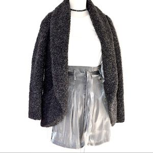 Wilfred Charcoal Black Bouclé Open Cardigan Shrug